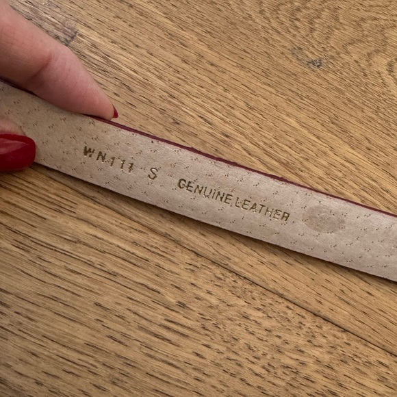 Designer-Inspired Red Leather Belt with Steel Hardware - Size Small - Like New - Picture 3 of 7